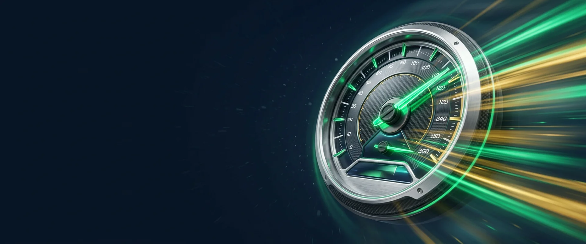 WordPress Core Web Vitals optimization with peak performance velocity gauge and acceleration trails